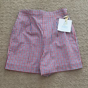 NWT boys red white and blue gingham shorts